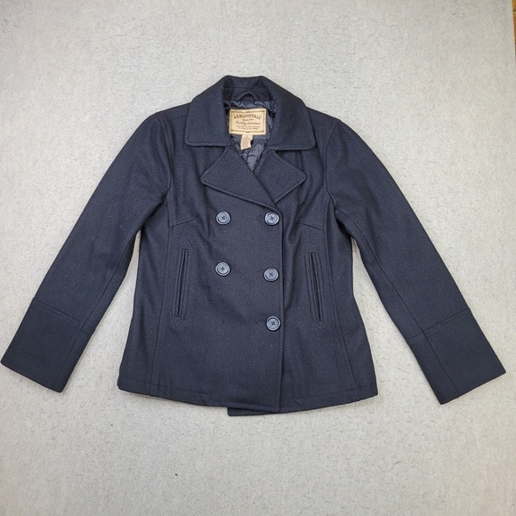 Aéropostale Jackets & Blazers - Aeropostale Pea Coat Ladies Medium Black Button Wool‎ Blend Outdoors Womens